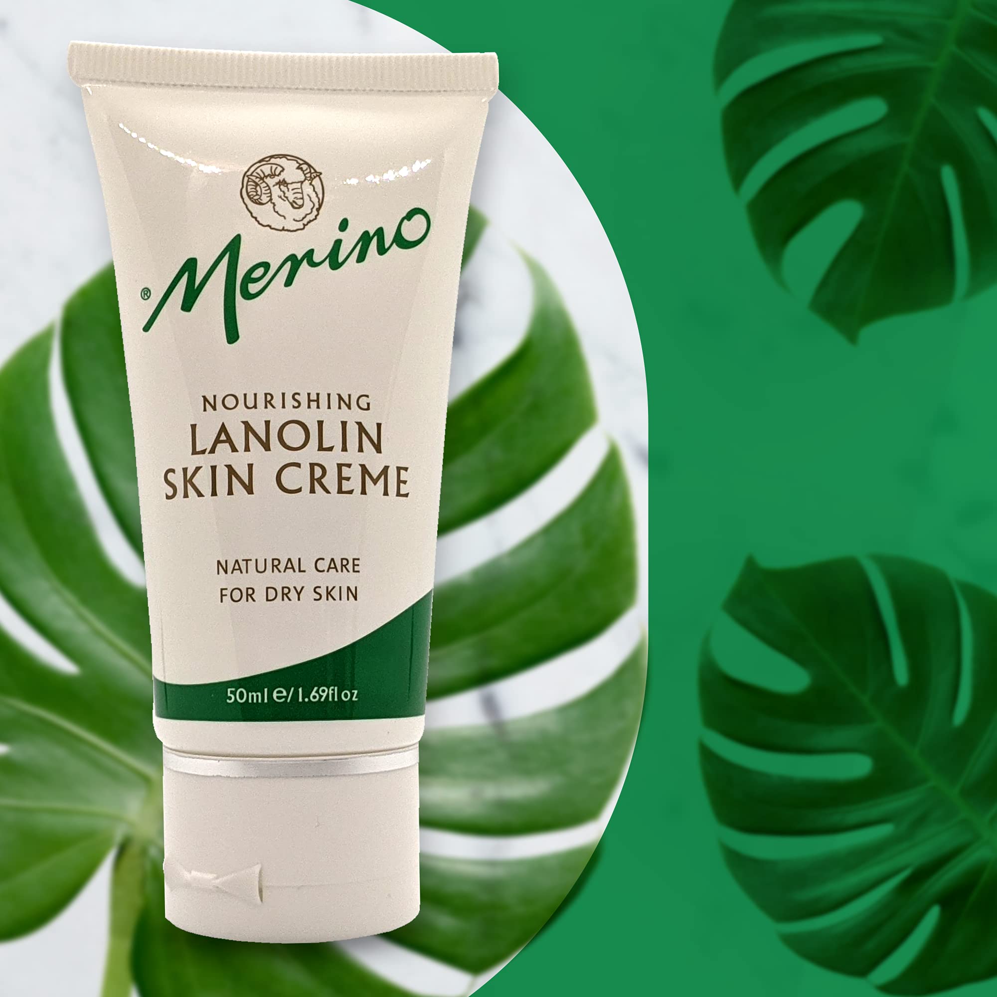 Merino Lanolin Cream Skin Care- Averts Stretch Mark Cream- Moisturizes Cracked Heel Repair, Hand Cream, Nipple Cream, Foot Cream, and Dry Skin (50g/1.7oz Tube)