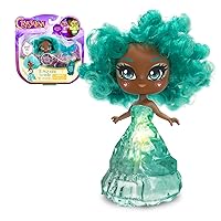 Crystalina Dolls - Turquoise Girls Collectible Toys with Color Changing LED Dress and Amulet Necklace