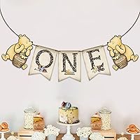 Winnie ONE Banner for Baby Shower Decorations Classic The Pooh Banner Baby One Birthday Party Decortations