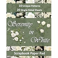 Serenity in White: Scrapbook Paper Pad featuring 10 unique rose-themed patterns