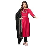 Trendy Woman Indian Ready To Wear Rayon Stylish Kurti Pant Dupatta Set 5870