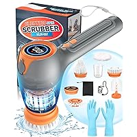 Rechargeable Cordless Electric Spin Scrubber with 5 Replaceable Cleaning Brush Heads, 3200mAh Electric Scrubber for Cleaning with LED Display, 60 ML Shower Scrubber for Car Floor Sink Window Tub Tile
