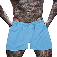 Mens Swim Trunks, Men's Shorts Summer Loose Drawstring Cotton Quick Dry Workout Board Shorts Breathable Trousers