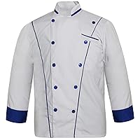 Designed VN-07 Men's White Chef Jacket Multi Colour in Piping Chef Coat