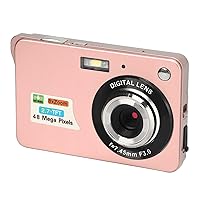 Digital Camera, Portable Rechargeable Battery 2.7 Inch LCD AntiShake 48MP 4K Compact Camera Builtin Fill Light for Photography (Pink)