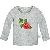 Fruit Raspberry Cute Novelty T Shirt, Infant Baby T-Shirts, Newborn Long Sleeves Graphic Tee Tops