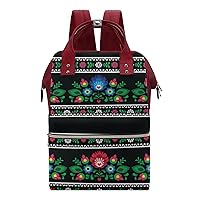 Retro Slavic Traditional Floral Polish Folk Casual Travel Laptop Backpack Fashion Waterproof Bag Hiking Backpacks Red-Style