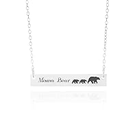 Mama Bear Necklace - Momma Bear Jewelry with Cubs Bar Necklace