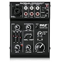 Pyle 3 Channel DJ Controller - USB Mixer Sound Audio Recording Interface with XLR & 3.5 mm Microphone Jack, Line In RCA, Rechargeable Battery, Mix Monitoring, For Professional/ Beginners - PAD15MXU