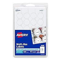 Avery Removable Print or Write Labels for Laser and Inkjet Printers, 0.75 Inches, Round, Pack of 1008 (5408)