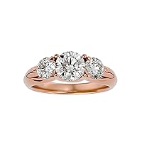 Certified 14K Gold Ring in Round Cut Moissanite Diamond (Center Diamond, 1.29 ct) Round Cut Moissanite Diamond (0.94 ct) With White/Yellow/Rose Gold Engagement Ring