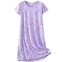 Nightgowns for women Cotton Womens Nightgown Short Sleeves Sleep Shirts Women's Sleepwear Print Pajama Night Shirts