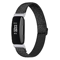 Compatible with Fitbit Inspire 2 Inspire HRInspire Nylon Elastic Watch Band Replacement Adjustable Stretchy Loop Watch Strap Soft Wristband for Women Men, Color Black