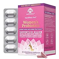NutriCelebrity NutriFlora-Pro Probiotics for Women - Support Vaginal, Urinary Health, Immune System Digestive System Support, Cranberry Pills Supplement, 10 Billion CFU Guaranteed 6 Strains (30 Caps)