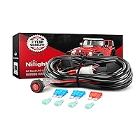 Nilight - NI-WA 02A LED Light Bar Wiring Harness Kit 12V On Off Switch Power Relay Blade Fuse for Off Road Lights LED Work Light,2 years Warranty,Black, Blue, Red, Green