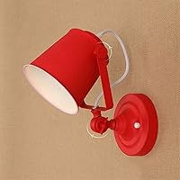 European Wall Light 11 Colors Led Wall Lights Indoor Retro Loft E27 Bulb Lamp Wall Lamp Bedroom Up Down Industrial Wall Sconce Lamparas Decoration Lighting Fixture (Color : Red)