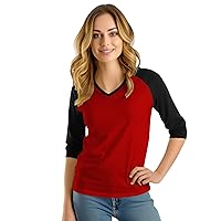 Womens Raglan Sleeve Tops - Baseball Shirts for Women | [40123011] Rd&Blk Rgln,XS