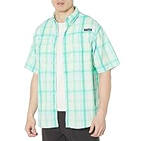 Columbia Men's Standard Super Tamiami Short Sleeve Shirt, Key West Blur Check, Medium