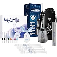 MySmile Deluxe 10 Min Teeth Whitening Kit and Powerful Cordless 350ML Oral Irrigator Black Combo