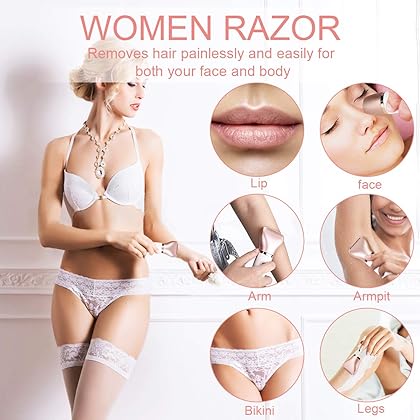 Electric Razor for Women - RenFox Women Electric Shaver 2 in 1 Wet & Dry USB Rechargeable Women Shaver for Legs Underarms and Bikini 2 Changeable Hair Removal Heads (Rose Gold)