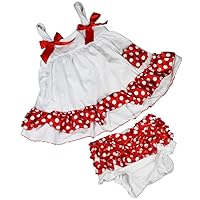 Petitebella White Red Polka Dots Halter Swing Top Bloomer Set Nb-24m