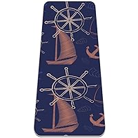 Sail Boat Compass Ship Anchor Navy Extra Thick Non Slip Exercise & Fitness Mat For All Types Of Yoga, Pilates & Floor Workouts For Women Male Girls