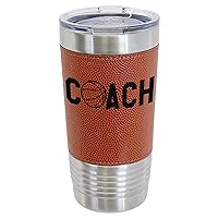 Basketball Coach Tumbler with Textured Basketball Look and Feel - Basketball Coach Gift - 20oz with Basketball Texture - Insulated Stainless Steel Basketball Coach Cup