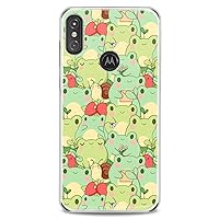 TPU Case Compatible with Motorola G9 G8 Plus G7 E20 P40 Z4 Edge 20 G22 Stylus Strawberry Froggy Kawaii Print Lightweight Silicone Slim fit Flexible Frogs Design Clear Soft Froggie
