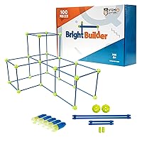 Fort Building Kit for Kids 4-8 - 100 Pieces Plus 5 Light Set - DIY STEM Fort Making Set for Indoor & Outdoor Play - Large Creative Construction Set for Boys & Girls - Blue & Green - Intellio Toys