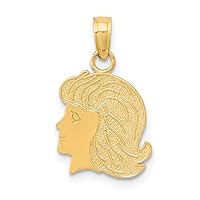 Saris and Things 14k Yellow Gold Solid girl Charm Pendant