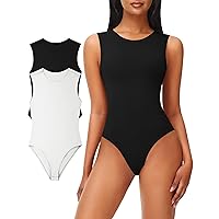 Tank Top Bodysuits for Women High Neck Tops Sleeveless Sexy Body Suit Going Out Tops Slimming Outfits