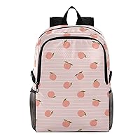 ALAZA Cute Pink Peach and Stripes Packable Travel Camping Backpack Daypack