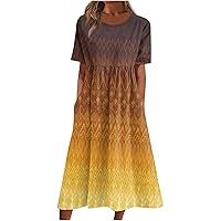 Plus Size Short Sleeve Cover Up Womens Beach Casual Summer Graphic Cotton Crew Neck with Dress for Women.