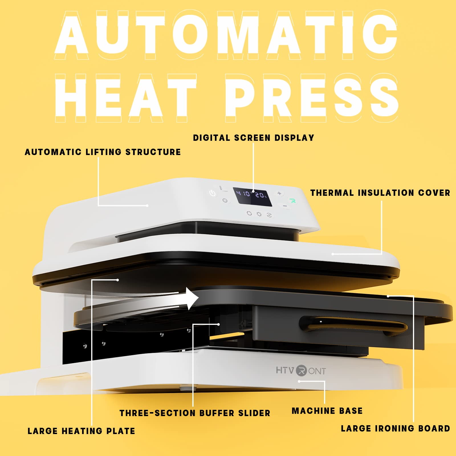 HTVRONT 15x15 Auto Heat Press Machine + HTVRONT 200 Sheets Sublimation Paper