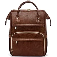 LOVEVOOK Vintage Leather Backpack for Women,15.6 inch Leather Laptop Backpack Women Teacher Nurse Work Travel Backpack Computer Laptop Bags,Professional Backpack Purse Tote Carry On Backpack,Red Brown