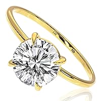 2 Carat Diamond 14K Yellow Gold Solitaire Ring Lab Created Round Clarity VS Color F-G Size 8.2 mm IGI Certificate