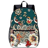 Paisley and Flowers Laptop Backpack for Men Women 17 Inch Travel Daypack Lightweight Shoulder Bag