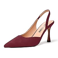 Womens Suede Sexy Slingback Comfortable Evening Elastic Pointed Toe Stiletto High Heel Pumps Shoes 3.3 Inch