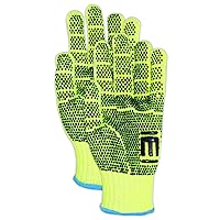 MAGID CutMaster H93HVPR Hi-Viz Hyperon V Knit Gloves with PVC Dots on Both Sides – Cut Level A4 (12 Pair)
