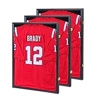 Jersey Frame Display Case 3 Pack - Jersey Display Case Jersey Shadow Box with 98% Uv Protection Acrylic and Hanger for Baseball Basketball Football Soccer Hockey Sport Shirt and Uniform,Black Finish