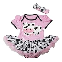 Petitebella Dairy Cow Baby Dress Nb-18m