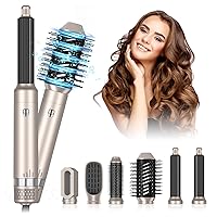 6-in-1 Hair Dryer Brush Warm Air Comb Automatic Curling Iron Straightening Brush Hair Styling Tool Straighten Curl and Blow Dry Hair