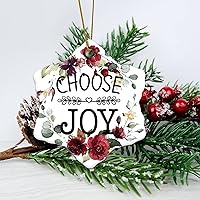 Choose Joy HouseWallrming Gift New Home Gift Hanging Keepsake Wreaths for Home Party Commemorative Pendants for Friends 3 Inches Double Sided Print Ceramic Ornament.