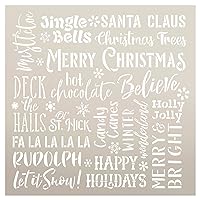 Christmas Background Words Stencil by StudioR12 - Select Size - USA Made - Craft DIY Embellished Word Art Decor | Paint Winter Themed Wood Sign for Living Room (18 x 18 inches)