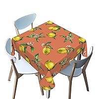 Fruit Pattern Square Tablecloth,Lemon Theme,Washable Square Table Cloths Decorative Fabric Table Cover,for Square Tables for Parties,Holiday Dining（red，40 x 40 Inch）