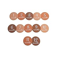 Pearhead Wooden Monthly Milestone Photo Cards, Modern Baby Announcement Cards, Pregnancy Journey Milestone Markers, 7 Double Sided Photo Prop Milestone Discs, Light Wood