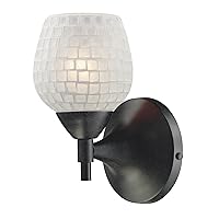 Elk 10150/1DR-WHT Celina 1-Light Dark Rust with White Glass Wall Sconce, 5.5