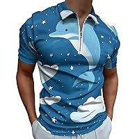 Dolphin Mens Polo Shirts Quick Dry Short Sleeve Zippered Workout T Shirt Tee Top
