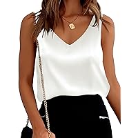 Summer Satin Tank Tops for Women Business Cami Camisole Blouses Shirts