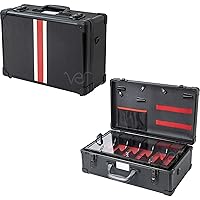 Professional Barber Case, Stylist Tool Box Organizer &n Traveling Suitcase with Removable 5 Clippers Tray Holder, Storage for Shears, Combs, Brush, Hair Accessories and Hairdresser Supplies